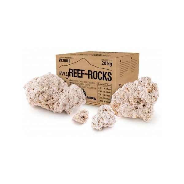 myReef-Rocks natürliches Aragonitgestein, Mix ( 4 Größen), 20kg